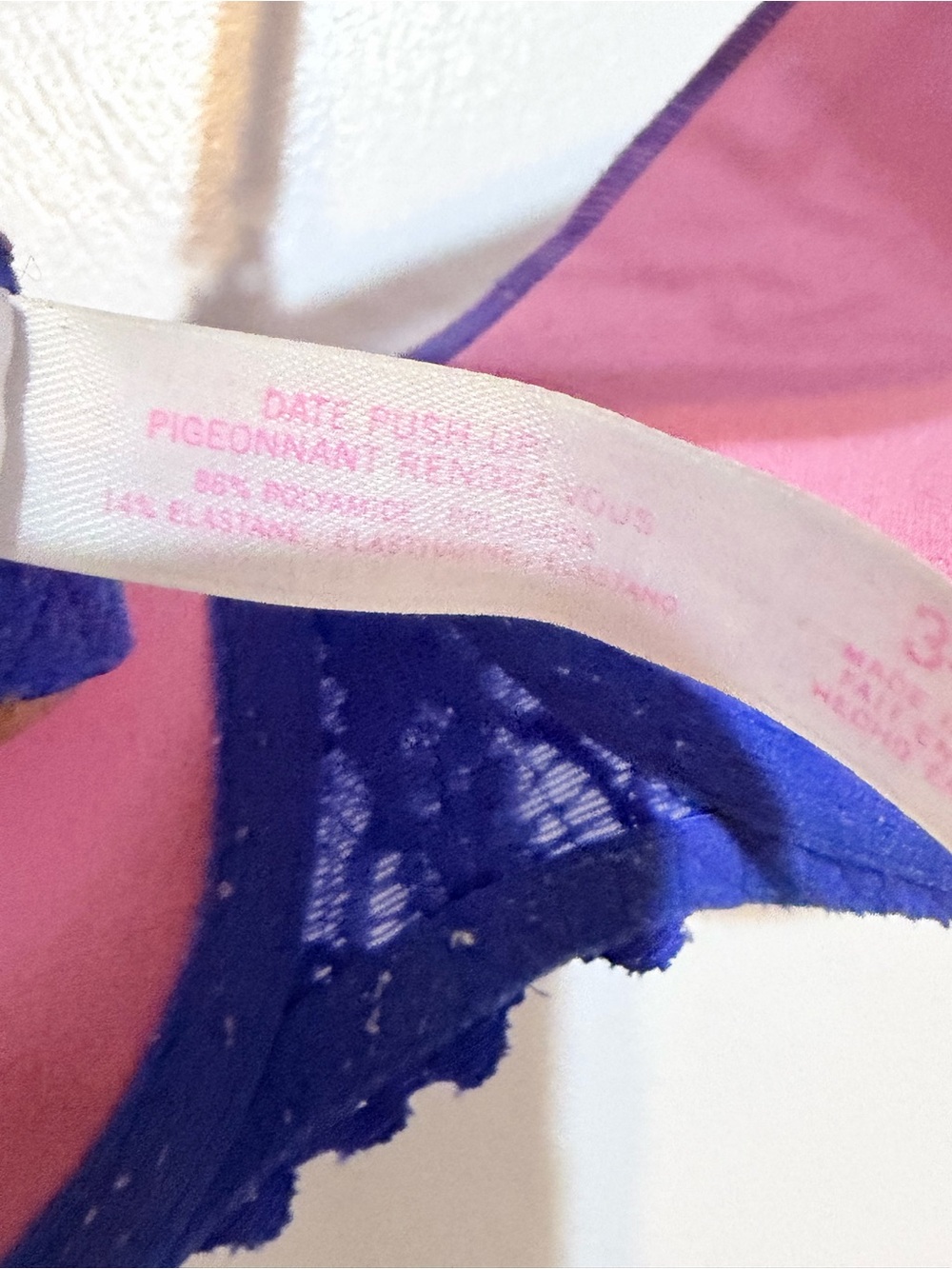 PINK Victoria's Secret Royal Blue Lace Push-Up Bra - Picture 7 of 8
